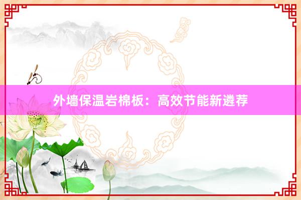 外墙保温岩棉板:高效节能新遴荐